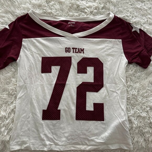 Hollister Co. Women's Oversized Off-the-Shoulder Graphic Jersey - Size XS - Picture 1 of 2